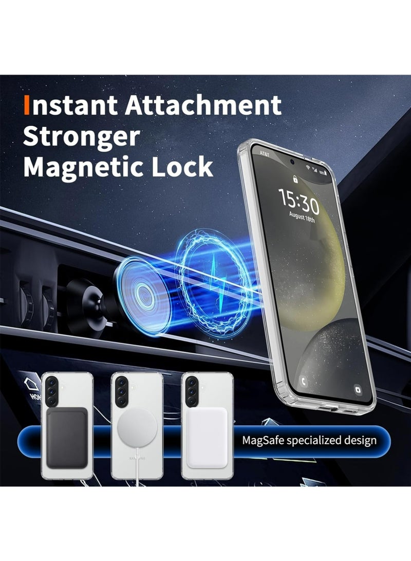 X-level Samsung Galaxy A57 Case with 2 HD Tempered Glass Screen Protector | 3-in-1 Bundle, MagSafe-Compatible Rugged Shockproof Cover, Anti-Yellowing Clear Bumper Case, Anti-Scratch & Anti-Fingerprint Design Mobile Accessories (Clear Magnetic) - Image 4